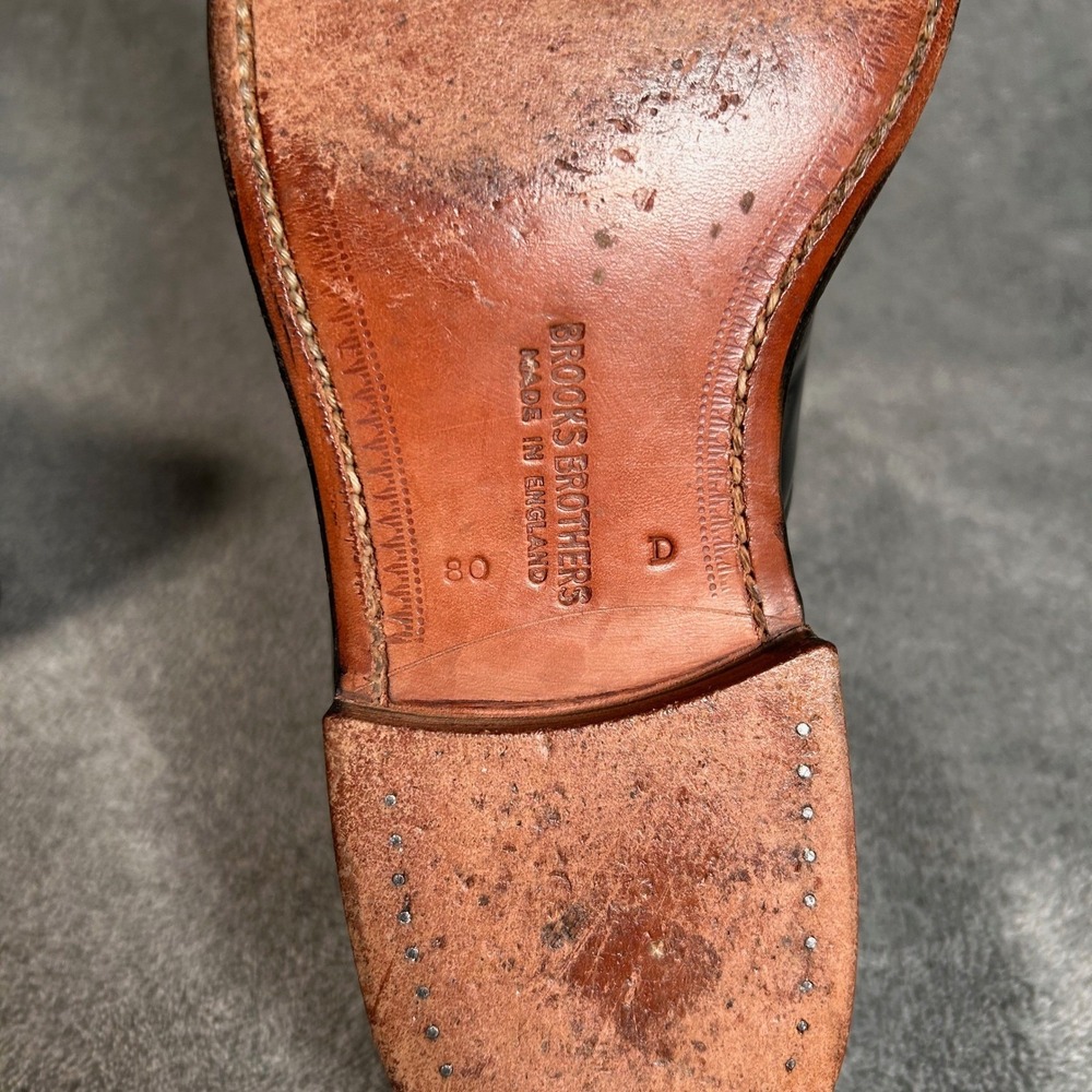 Brooks Brothers Plain Toe Oxford Dress Shoes Men 9D Black Patent Leather England - Picture 13 of 13